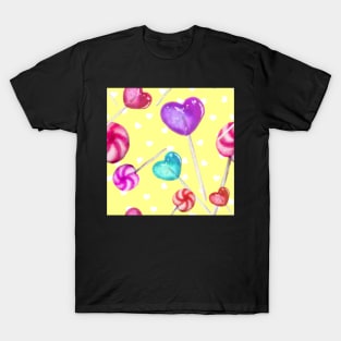 Lollipop Pattern Yellow background T-Shirt